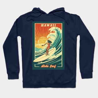 Hawaii Vintage Retro Travel Poster Hoodie